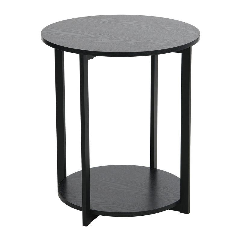 Household Essentials Jamestown Round End Table Black Oak: Modern Style, 24-Inch Height, Iron Frame