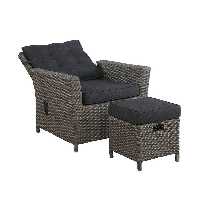 2pc Asti Wicker Outdoor Recliner & 15" Ottoman Patio Seating Set - Gray - Alaterre Furniture: All-Weather, No Assembly Required