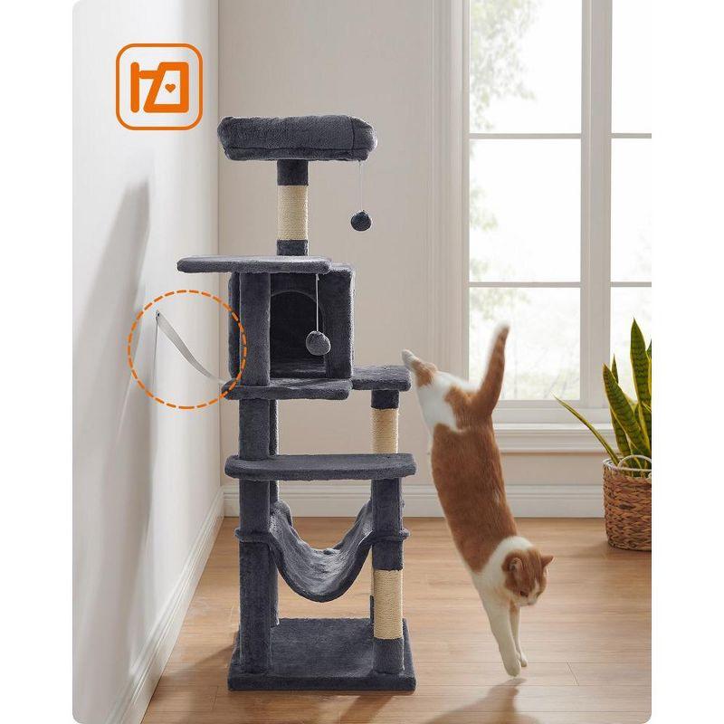 Feandrea Cat Tree, 56.3¡å H Cat Tower for Indoor Cats, Multi-Level Cat Condo with 4 Scratching Posts, 2 Perches, Hammock, Cave, Cream White
