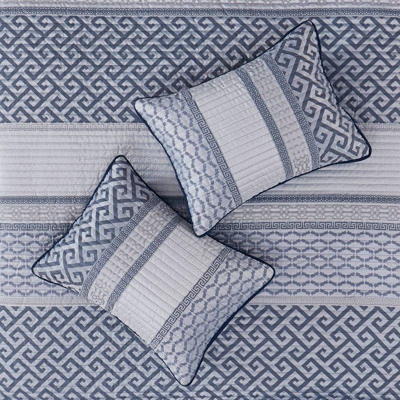 Navy Reversible Microfiber King Quilt Set