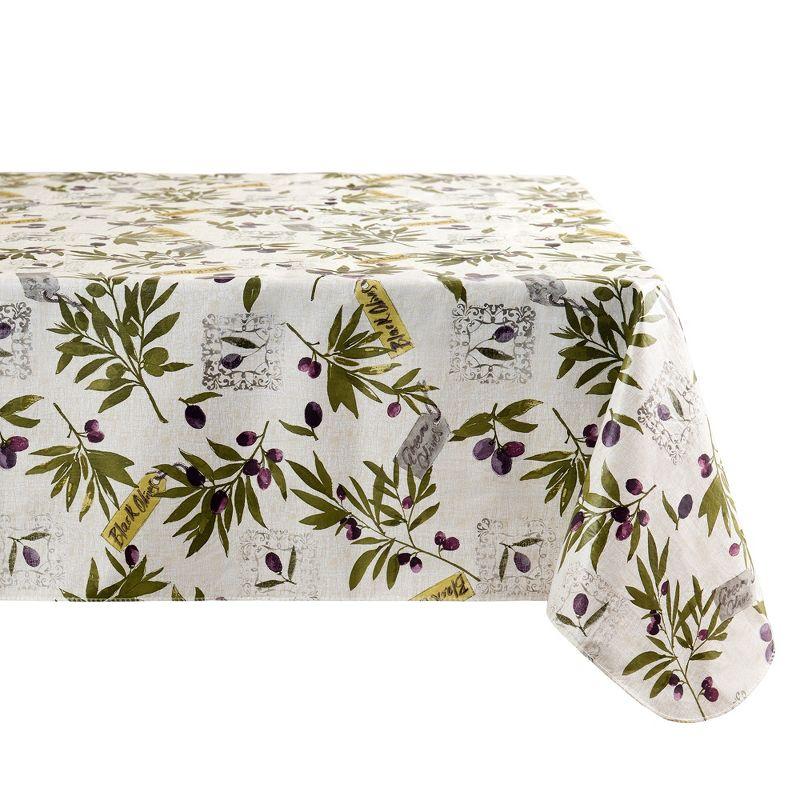 Elrene Montalcino Italian Olive Branches Printed Vinyl Indoor/Outdoor Tablecloth - Elrene Home Fashions