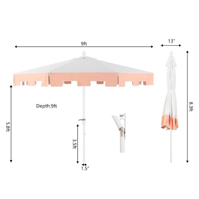Arlmont & Co. Taveon 9 ft. Classic MidCentury Market Patio Umbrella with UV Protection, Auto-Tilt, and Crank | Wayfair
