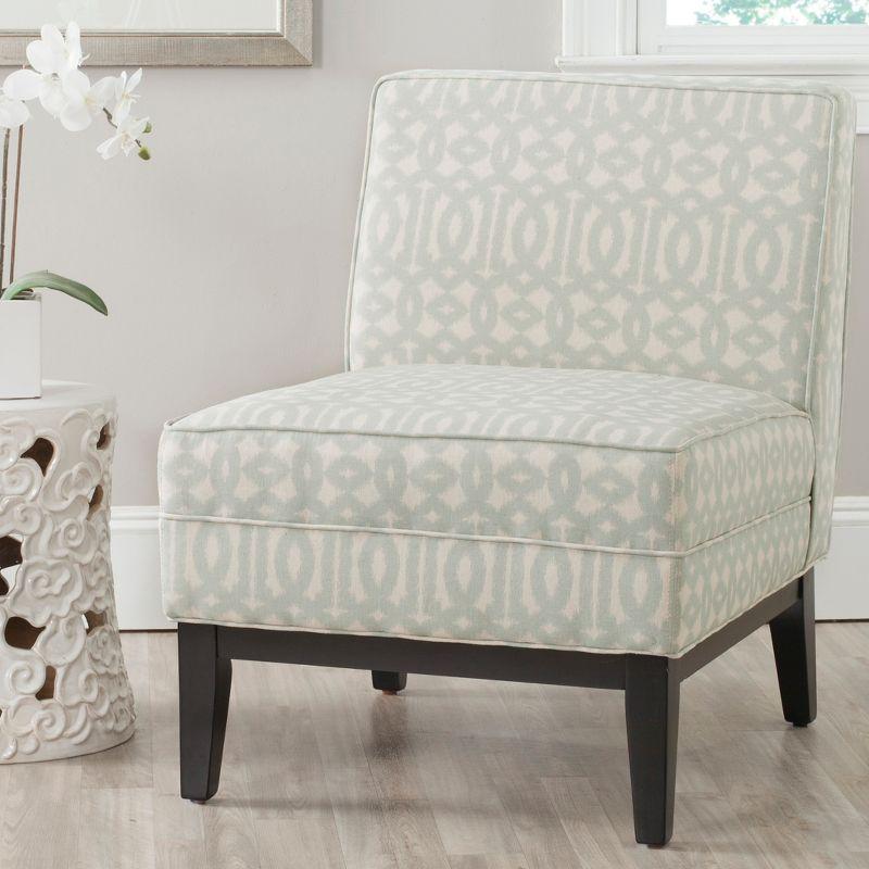 Gray Geometric Patterned Birch Wood Slipper Chair