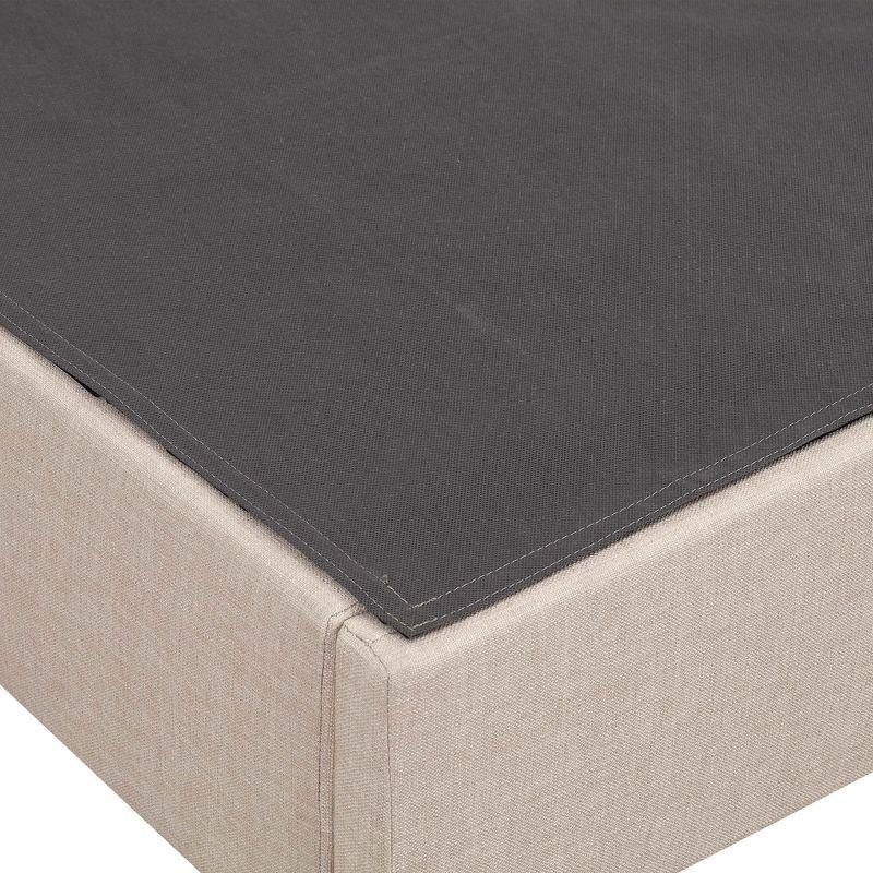 Picket House Furnishings Twin Abby Platform Bed Cream: Faux Leather Upholstery, No Box Spring Needed