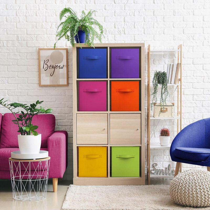Sorbus 11 Inch 12 Pack Sturdy Collapsible Fabric Storage Cubes with Handle - for Organizing Clothes, Toys, Books, Shelves & more