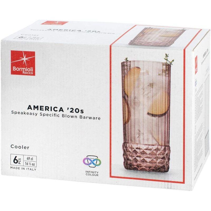 Bormioli Rocco America '20s 16.25 oz Cooler Glass, Set of 6 - Lilac Rose