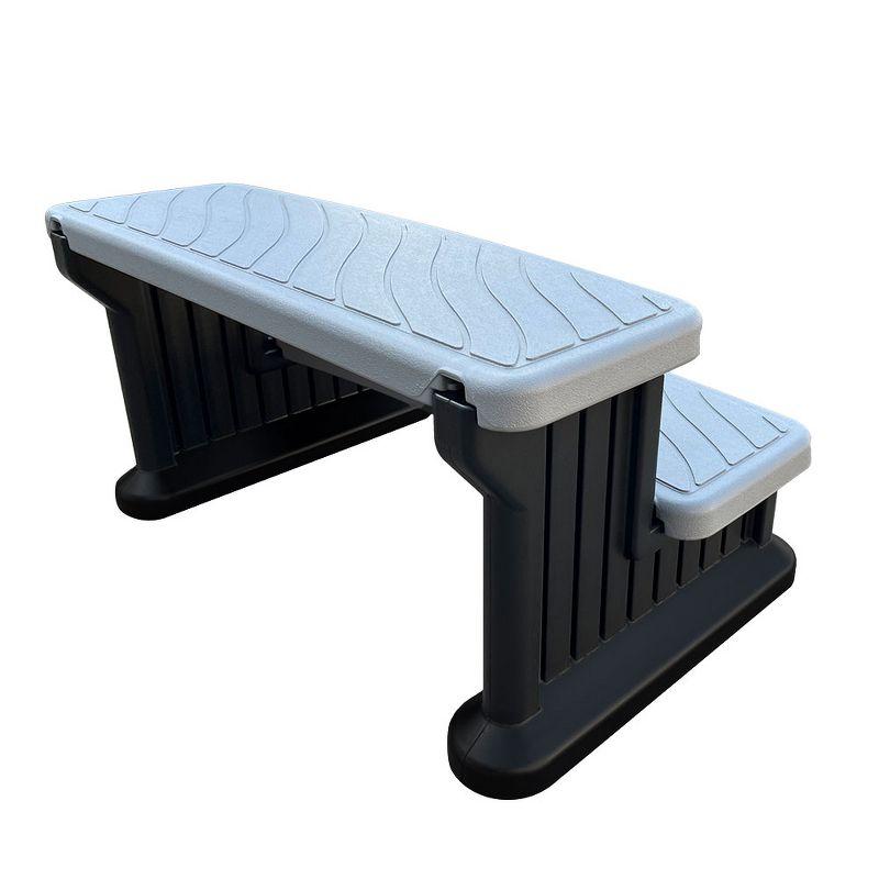 Puri Tech Universal Spa & Hot Tub Outdoor Steps No Slip Grip Support - Light Grey
