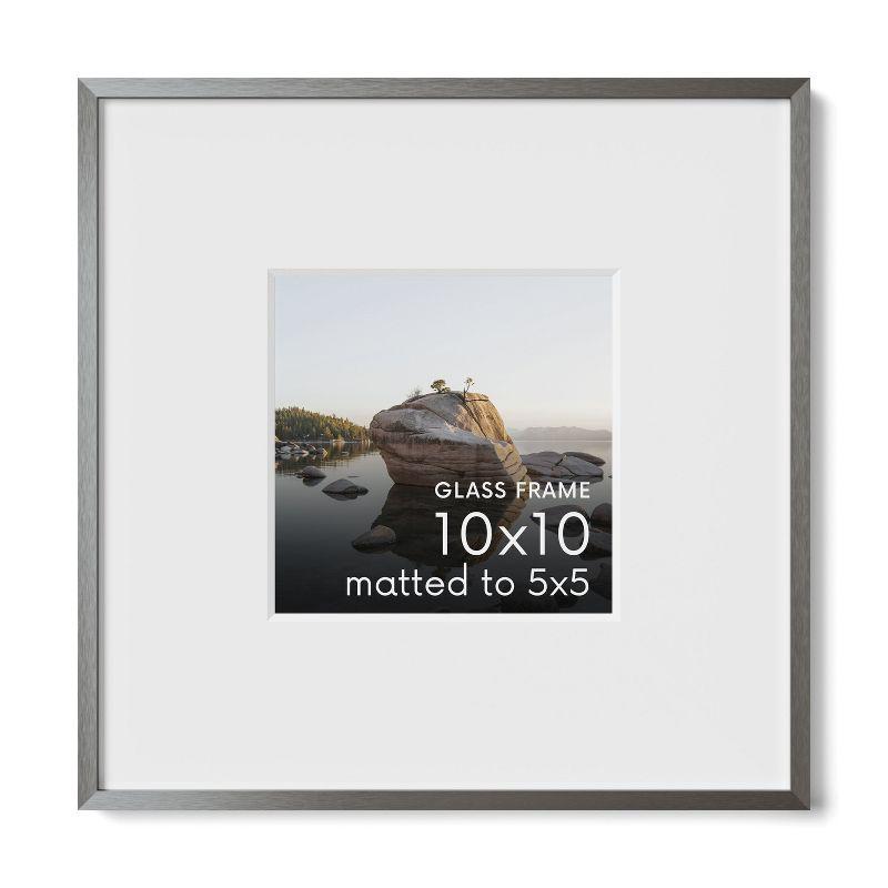 Haus and Hues Brushed Metal Single Picture Frame with Real Glass, Gray, 10x10