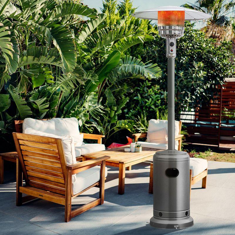 Costway 50000 BTU Patio Standing LP Gas HeaterStainless Steel Propane W/ Wheels