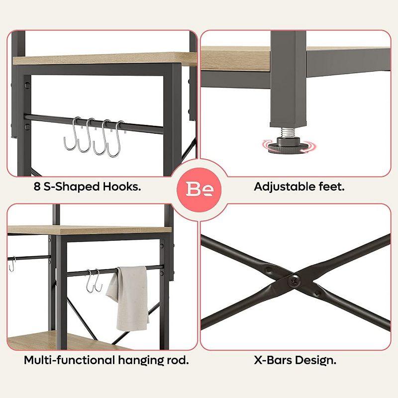 Bestier 5 Tier Microwave Stand, Coffee Bar Table with Storage for Small Space Kitchen 24in Light Oak