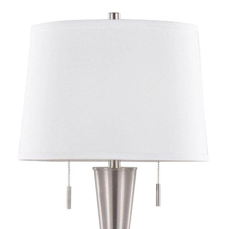 LumiSource (Set of 2) Jules 30.25" Contemporary Table Lamps Brushed Nickel with White Linen Shade and Built-in USB Port from Grandview Gallery