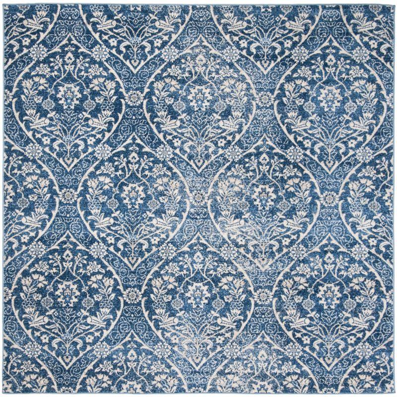 Brentwood BNT860 Power Loomed Area Rug - Navy/Light Grey - 5'x5' - Safavieh.
