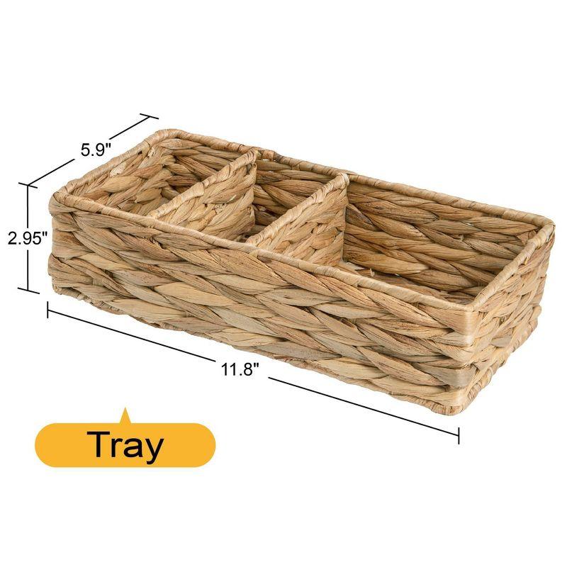 Natural Water Hyacinth and Metal Vanity Organizer Tray