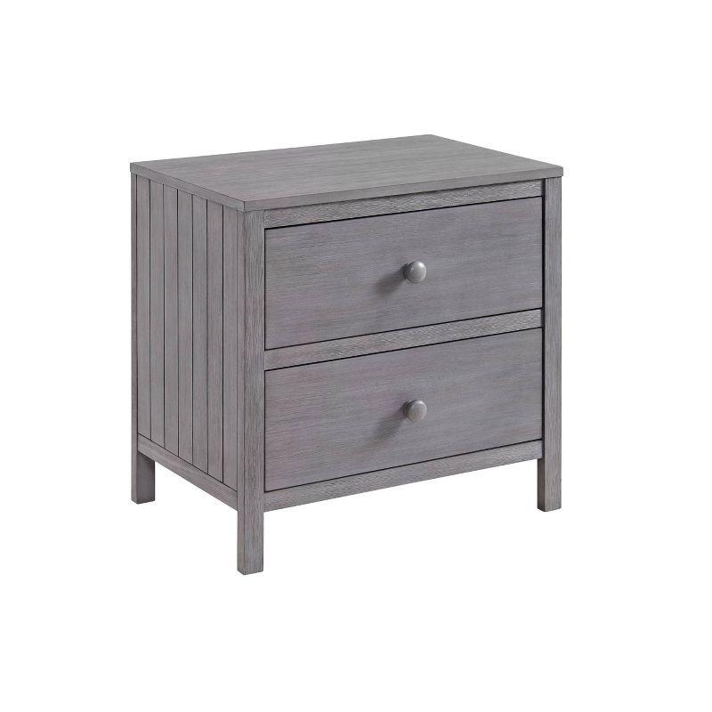 Gray 2-Drawer Wooden Nightstand with Felt-Lined Top Drawer