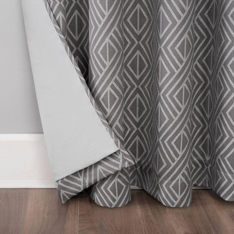 Gray Geometric Blackout Grommet Drape Panel