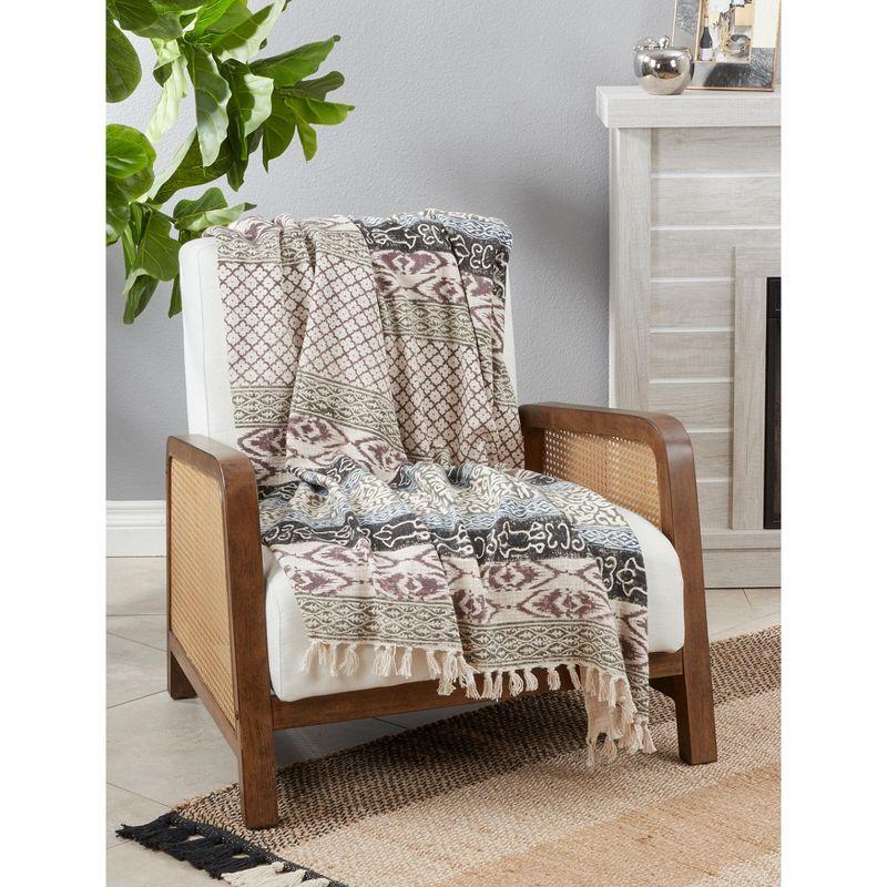 Reversible Multicolor Cotton Block Print Throw Blanket