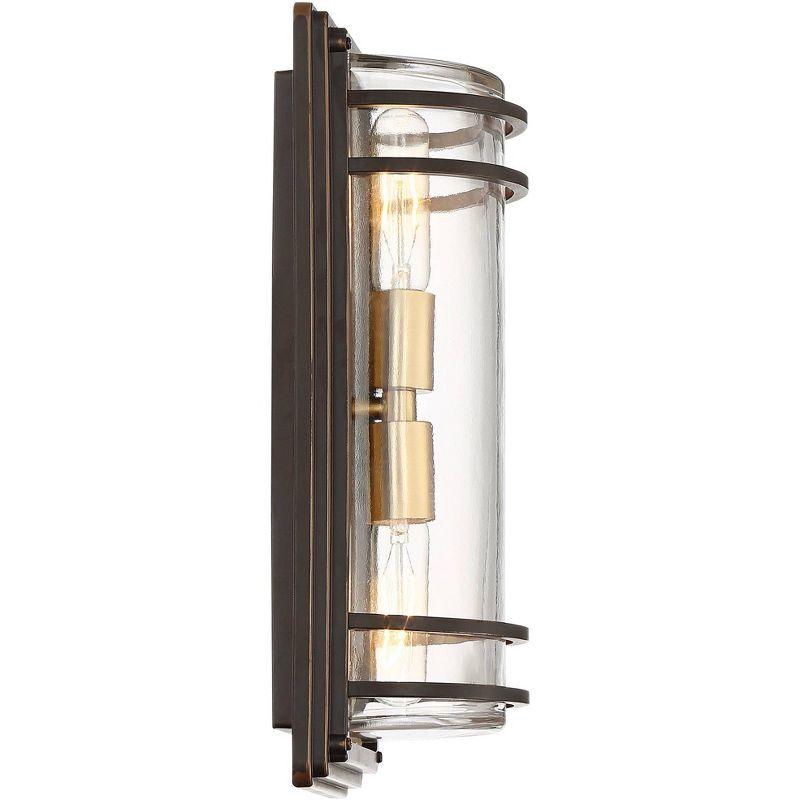 John Timberland Habitat Modern Outdoor Wall Light Fixture Bronze Warm Brass 16" Clear Glass for Post Exterior Barn Deck House Porch Yard Patio Home