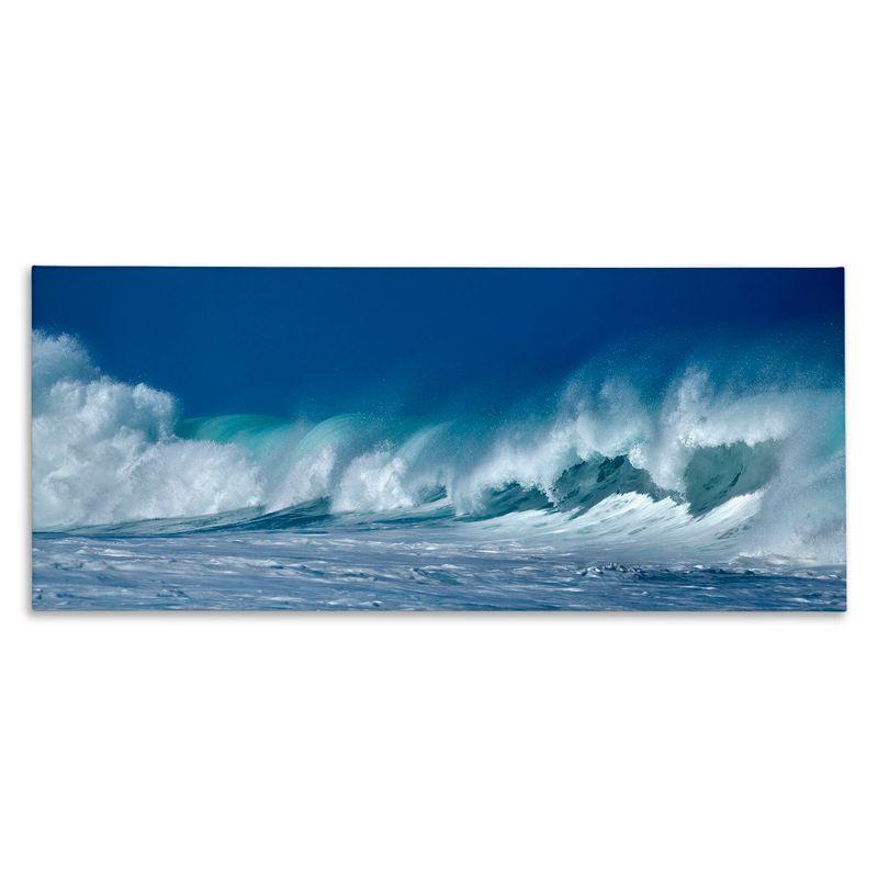 Panoramic Blue and White Tsunami Wave Canvas Wall Art