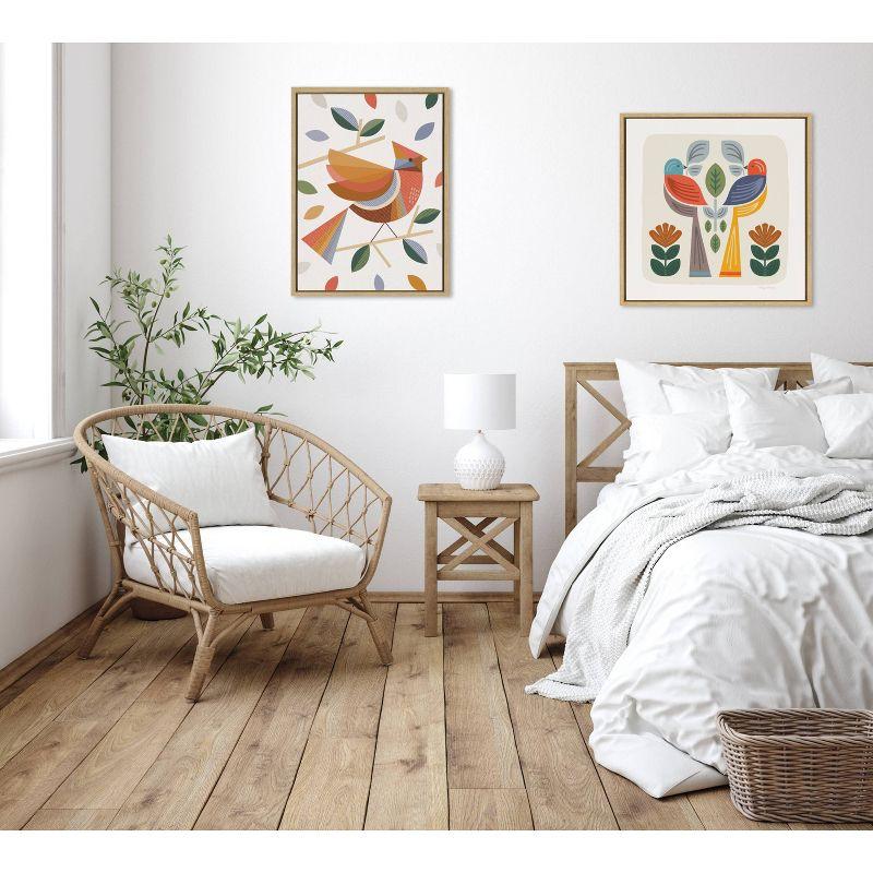 Kate & Laurel All Things Decor 22"x22" Sylvie Folk Birds Harvest Wall Art by Carey Copeland Natural Mid-Century Colorful Bird