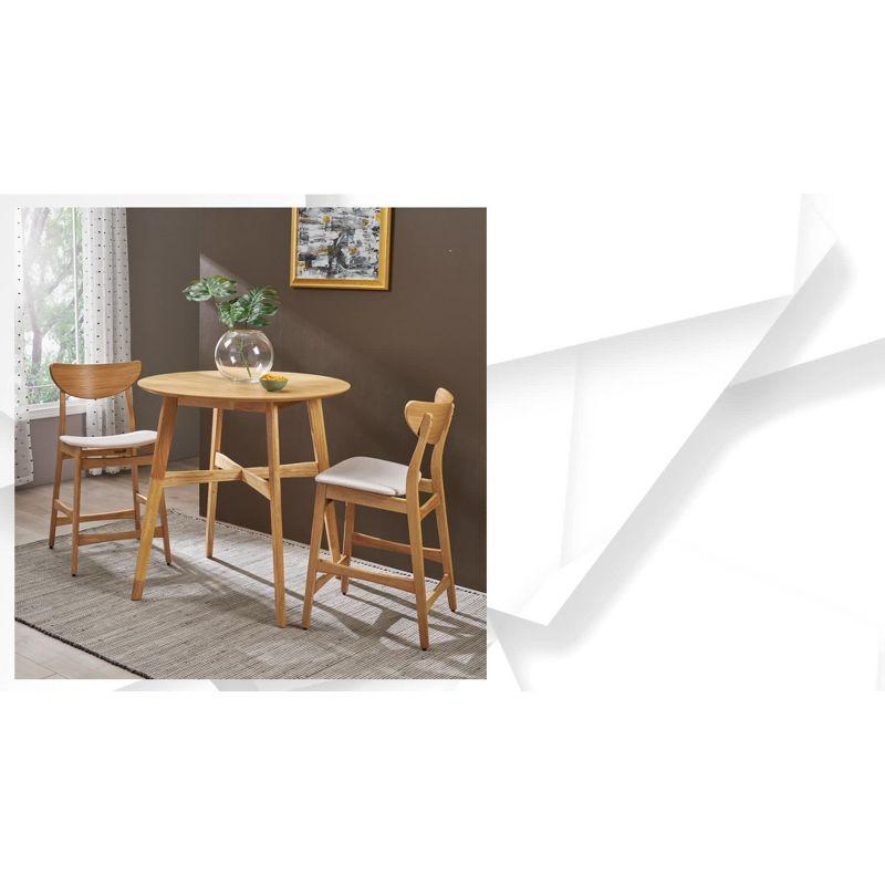 Set of 2 24" Gavin Natural Frame Counter Height Barstools Dark Gray - Christopher Knight Home: Upholstered, Rubberwood Legs