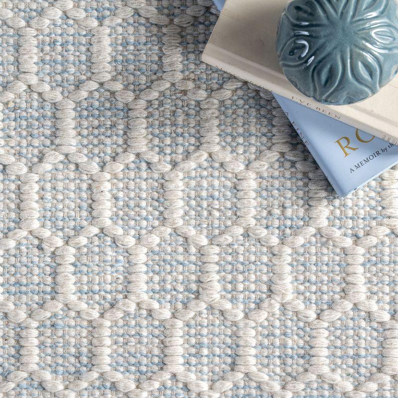 Nuloom Wylie Geometric 3x5 Wool Accent Indoor Area Rug for Living Room Bedroom Dining Room Entryway Kitchen, Baby Blue/Ivory