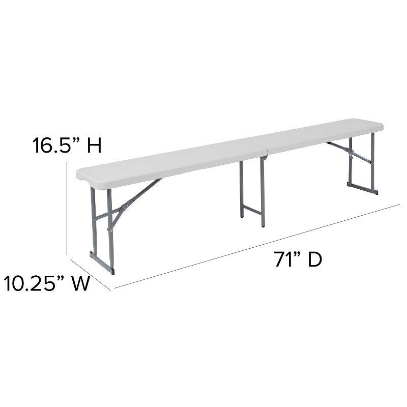 Flash Furniture 10.25''W x 71''L Bi-Fold Granite White Plastic Bench with Carrying Handle