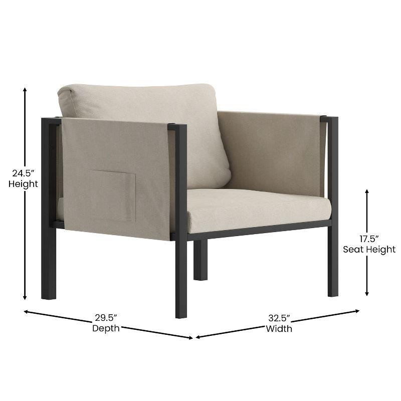 Lea Modern Steel Framed Patio Chair with Light Gray Cushions