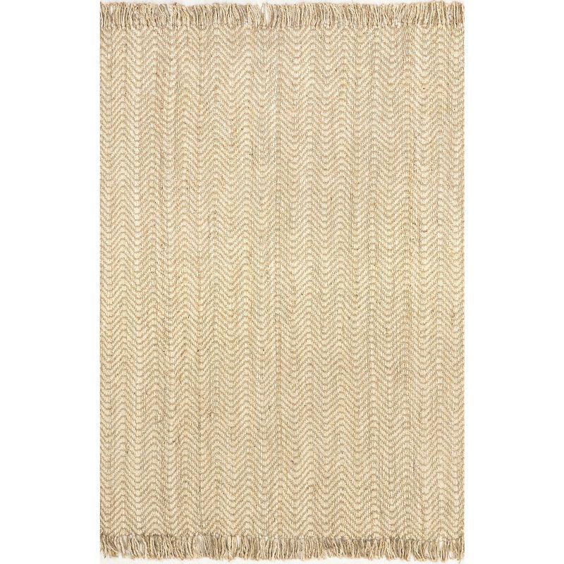 Nuloom Don Chevron Jute Tasseled Area Rug, 4' x 6', Beige