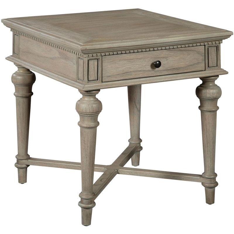 Gray Rectangular Wood End Table with Drawer