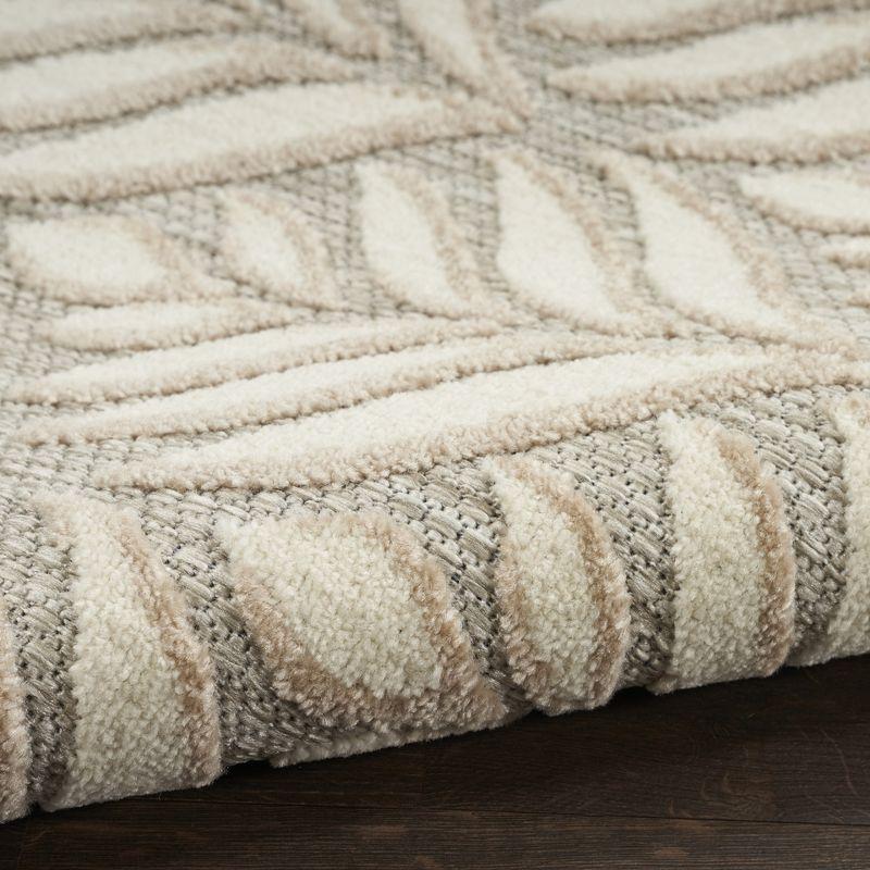 Nourison Aloha Tropical Palm Flatweave High-Low Indoor Outdoor Area Rug Ivory Grey 3'6" x 5'6"