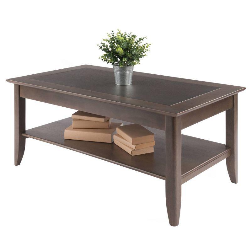 Santino Coffee Table Oyster Gray - Winsome: Wooden Rectangle Design, Fixed Shelf, MDF & Veneer, Living Room Furniture