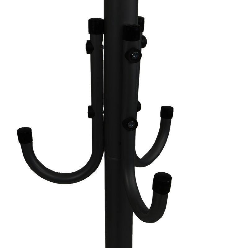 Black Metal 11-Hook Freestanding Coat Rack