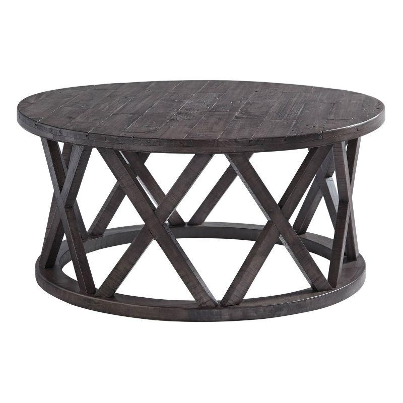 Rustic Gray Weathered Pine Round Coffee Table, 40"