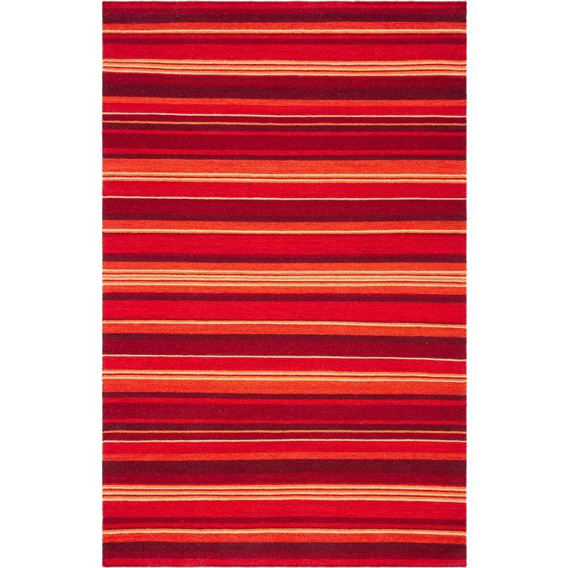 Striped Kilim STK601 Hand Loomed Area Rug - Red - 5'x8' - Safavieh.