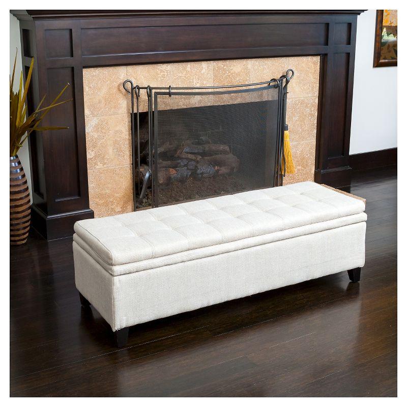Brighton Linen Storage Ottoman Ivory - Christopher Knight Home