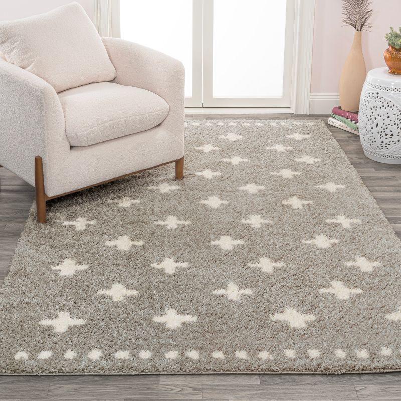 JONATHAN Y Cristo Berber Geometric Shag Gray/Ivory 5 ft. x 8 ft. Area Rug