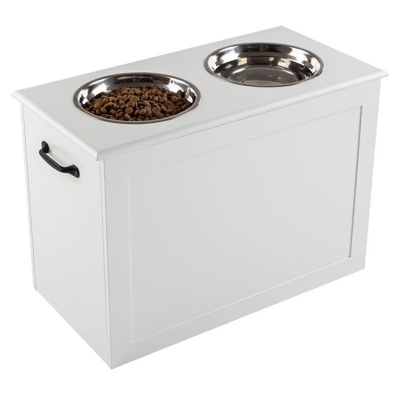 Petmaker PETMAKER Elevated Dog Bowls with Storage, White