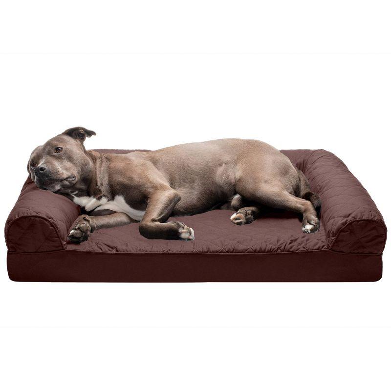 FurHaven Quilted Orthopedic Bolster Sofa Pet Bed