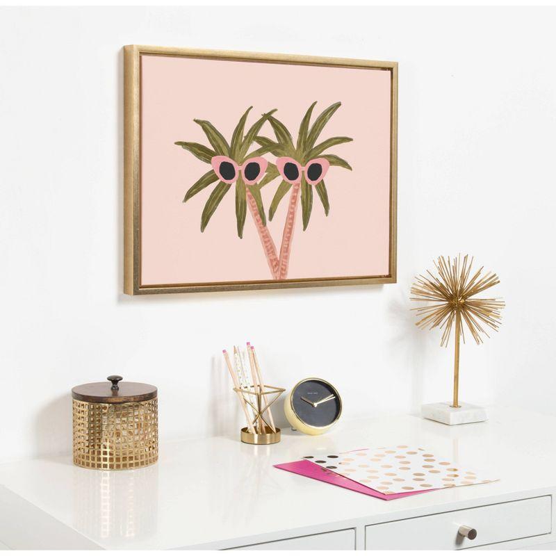 18" x 24" Sylvie Palm Trees And Sun Framed Canvas By Kendra Dandy: DesignOvation Wall Decor