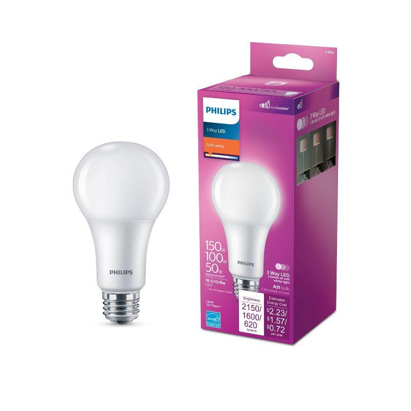 Philips Frosted White 3-Way LED A21 Light Bulb