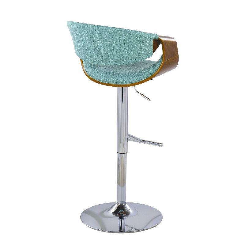 Teal Walnut Adjustable Swivel Bar Stools, Set of 2