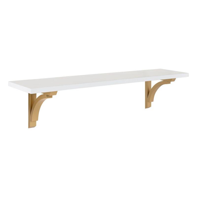 Kate & Laurel All Things 36" x 9" Corblynd Traditional Wood Wall Shelf White/Gold : Elegant Home Decor Storage