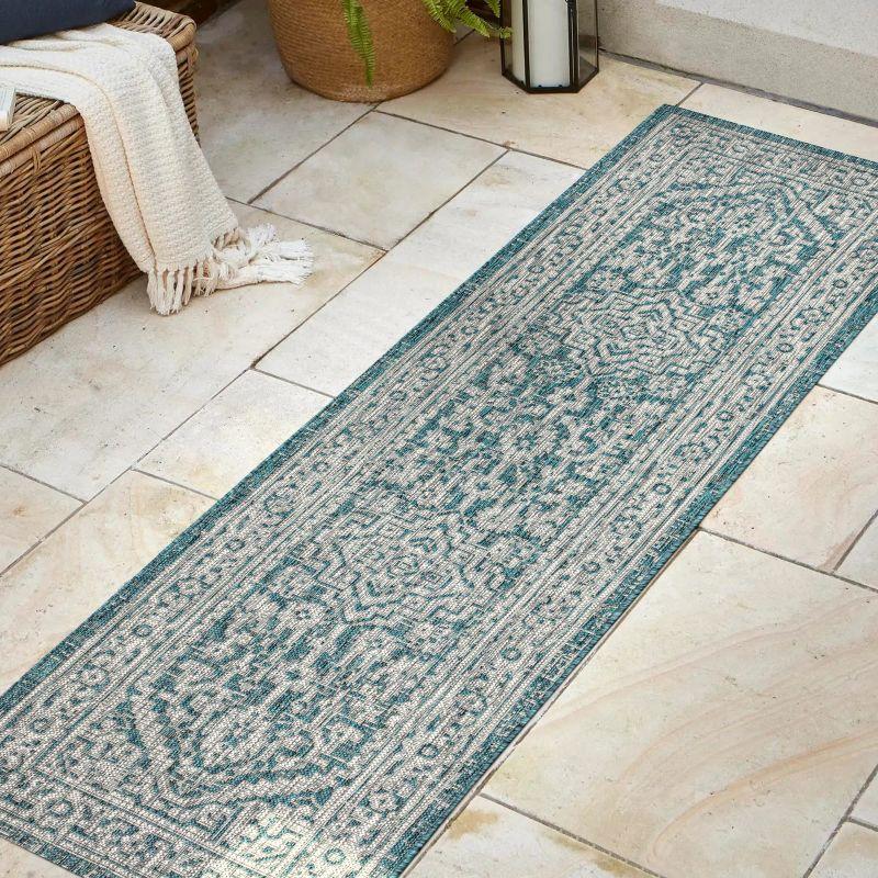 Sinjuri Medallion Textured Weave Indoor/Outdoor Area Rug - JONATHAN Y