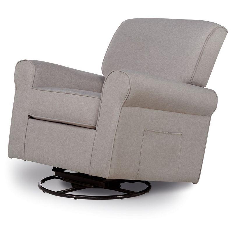 Fossil Gray Polyester Swivel Glider Accent Chair