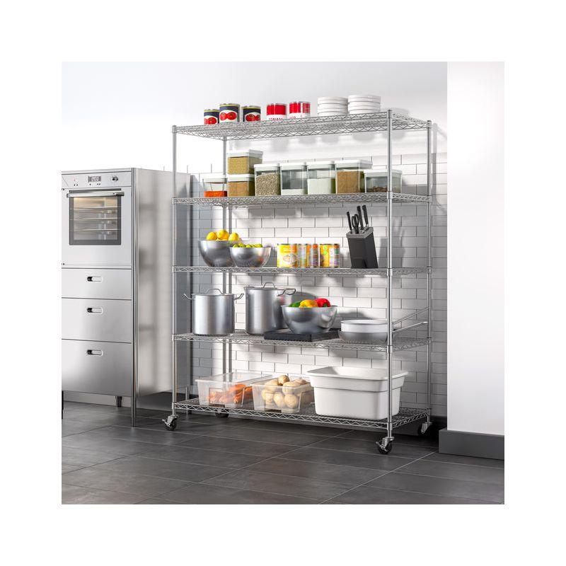 UltraDurable 24" D 5-Tier NSF-Certified Steel Shelving with Wheels
