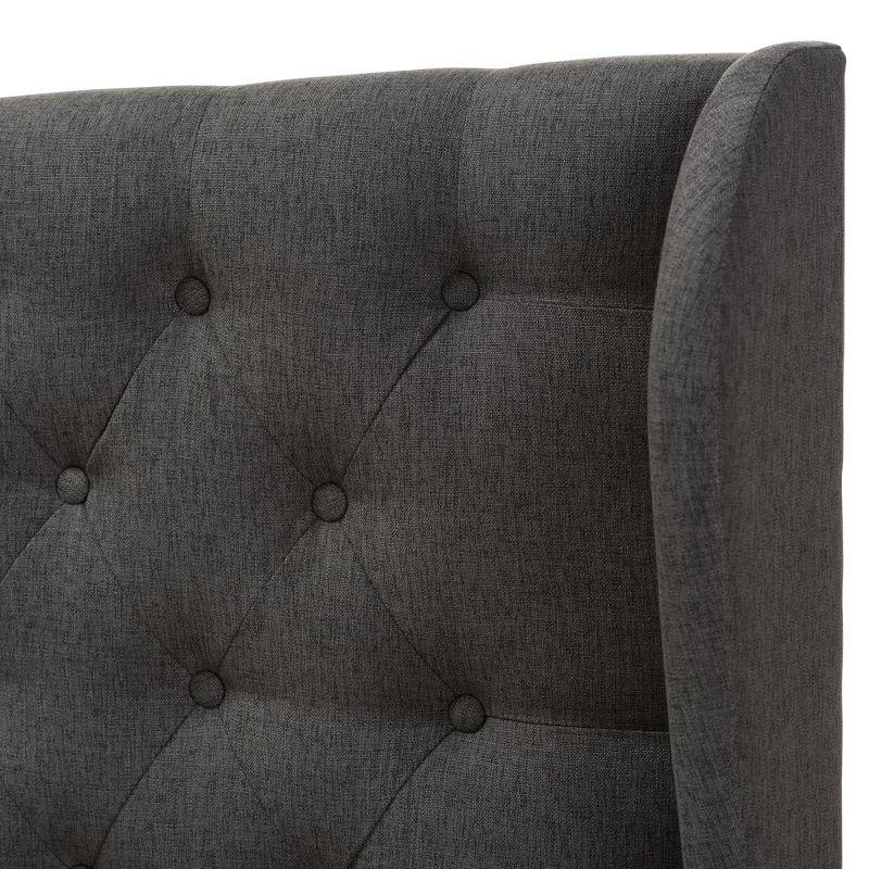 Cadence Modern and Contemporary Fabric Button - Tufted Winged Headboard - Baxton Studio