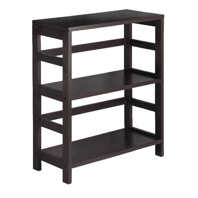 Espresso Brown Transitional 2-Section Wood Storage Shelf with Baskets