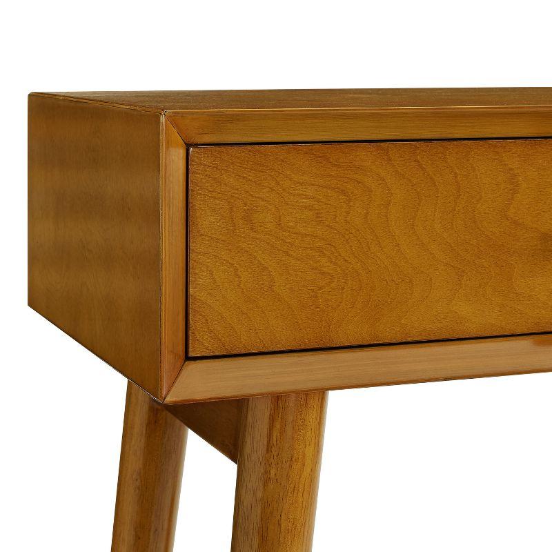 Crosley Landon Console Table Acorn: Mid-Century Modern Design, Hardwood with Open Shelf & Drawer