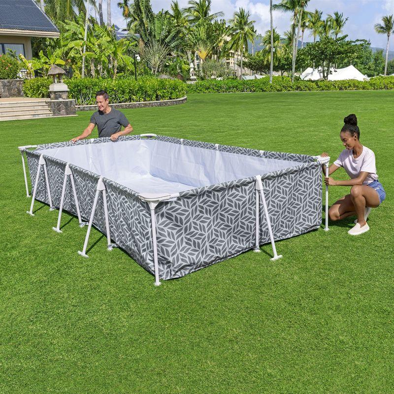 Bestway Steel ProRectangular Metal Frame Above Ground Outdoor Backyard Swimming Pool