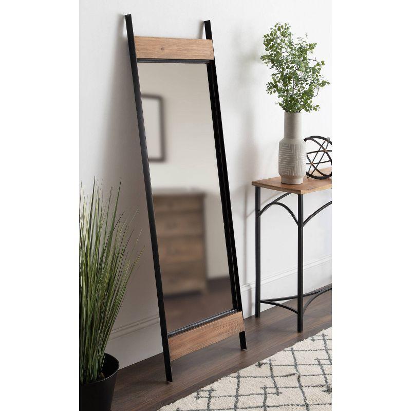 19.2" x 63" Kincaid Full Length Wall Mirror Rustic Brown - Kate & Laurel All Things Decor: Metal Frame, Freestanding Espejo